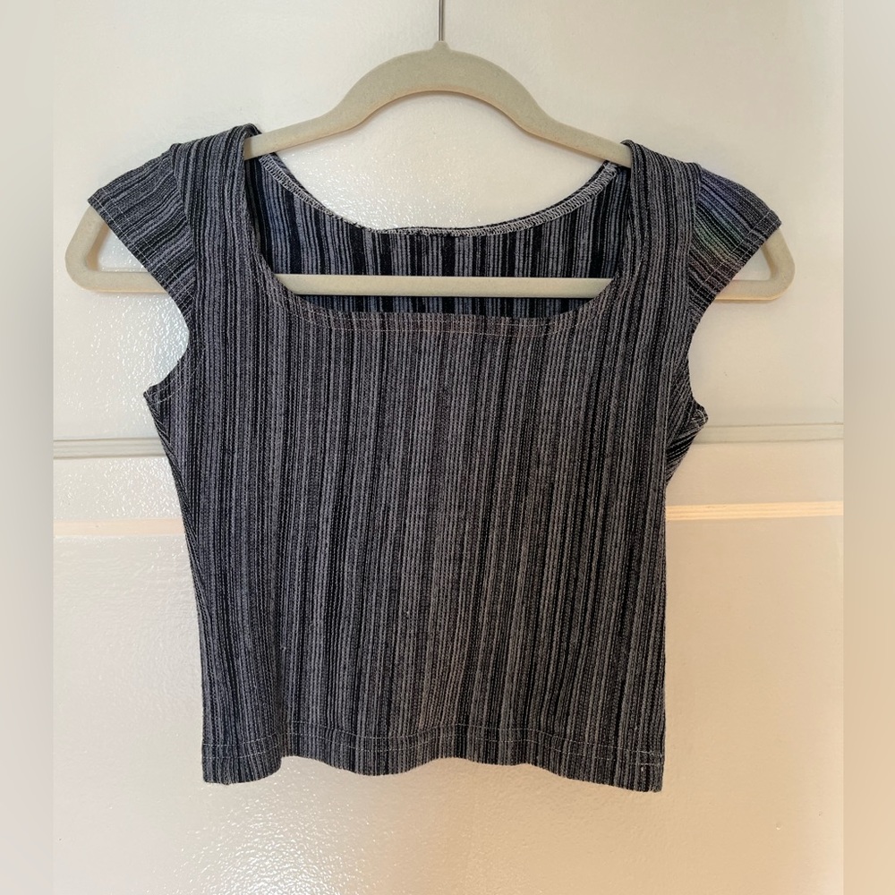 90s blue striped vintage crop top XS